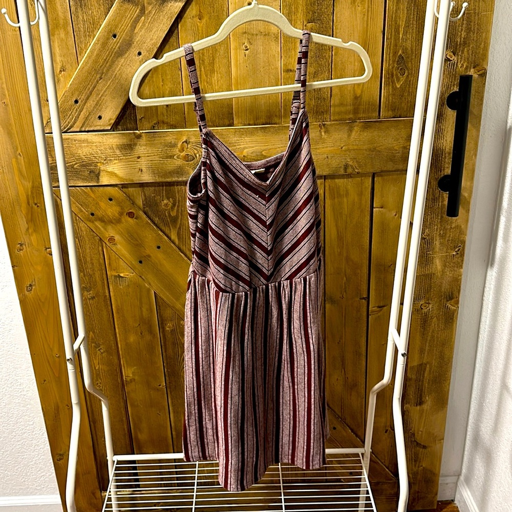 Used, M, maroon striped Universal Threads skater dress